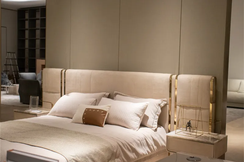 Modern Leather Cabinet King Size Bed