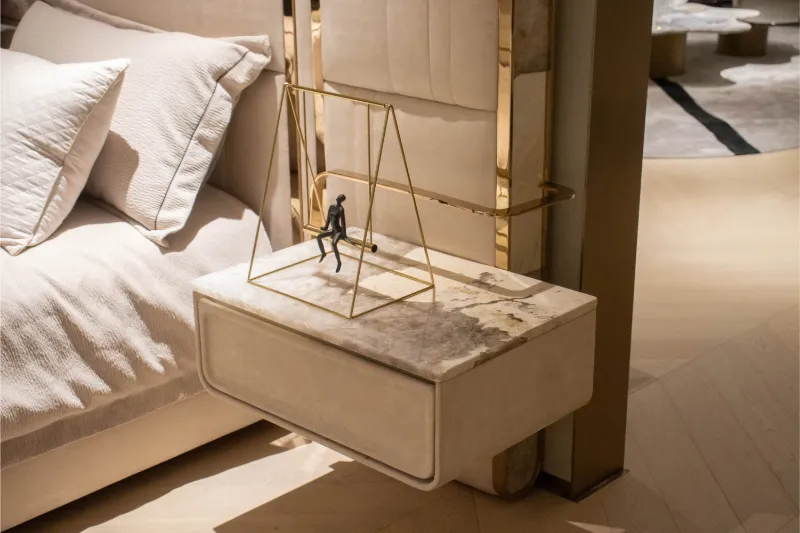 Modern Leather Cabinet King Size Bed