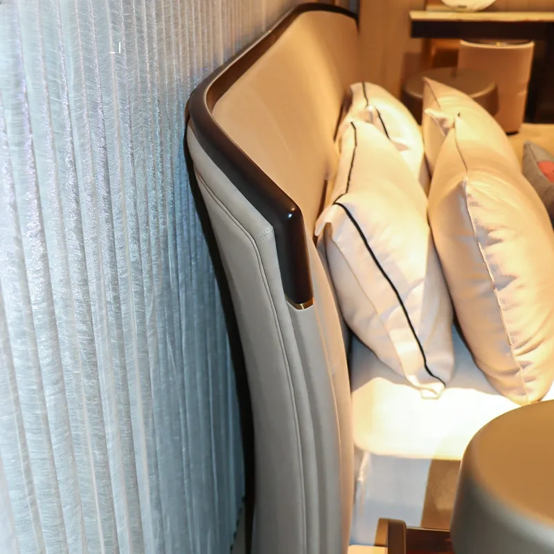 Modern King Size Leather Bedroom Bed