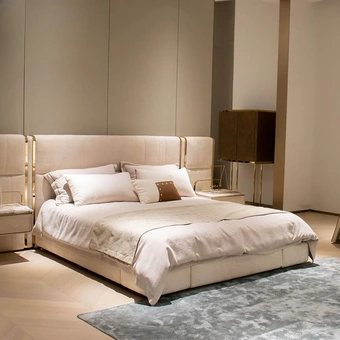 Modern Leather Cabinet King Size Bed