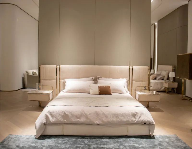 Modern Leather Cabinet King Size Bed