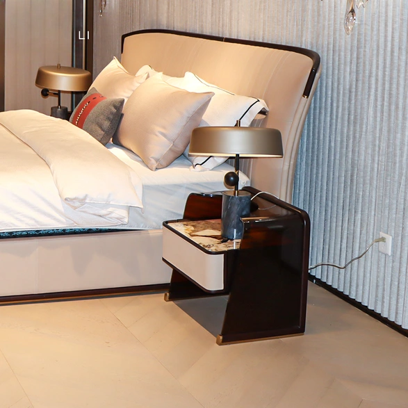 Modern King Size Leather Bedroom Bed