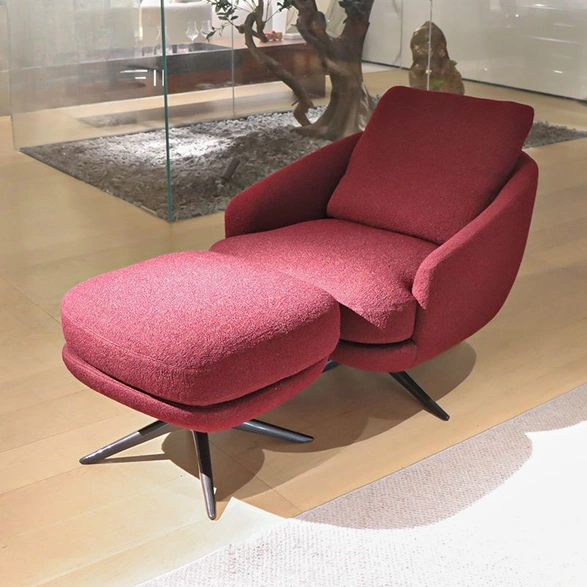 Red Fabric Lounge Chair Set