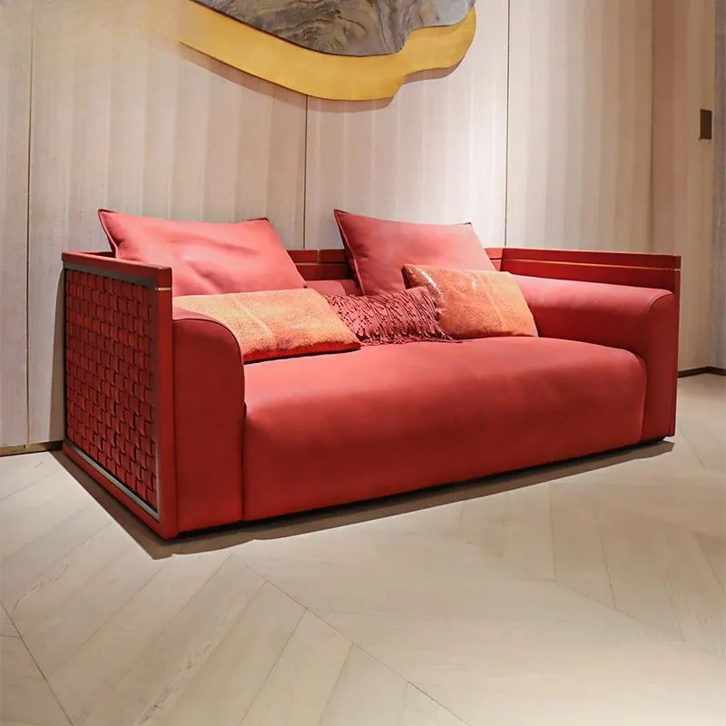 CONEMOON Red Leather Living Room Couches CONEMOON Red Leather Living Room Couches