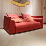 CONEMOON Red Leather Living Room Couches
