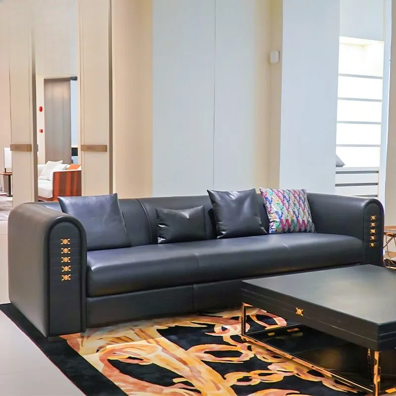 CONEMOON M9913 Italian Style Black Leather Living Room Sofas CONEMOON M9913 Italian Style Black Leather Living Room Sofas