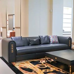 CONEMOON M9913 Italian Style Black Leather Living Room Sofas