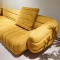 CONEMOON V2220SF4B Minimalist Style Yellow Leather Sofa Set