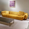 CONEMOON V2220SF4B Minimalist Style Yellow Leather Sofa Set