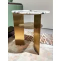 M7710H5 Corner Table: Exquisite Marble - topped Luxury with Gold - toned Frame