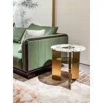 M7710H5 Corner Table: Exquisite Marble - topped Luxury with Gold - toned Frame