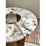 M7710H5 Corner Table: Exquisite Marble - topped Luxury with Gold - toned Frame
