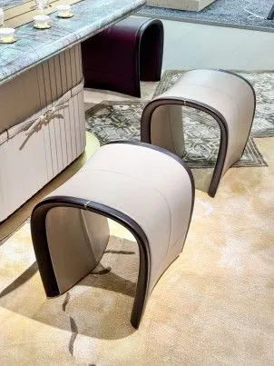 Beige - brown Elegant - leather M7716H35 Tea Stool
