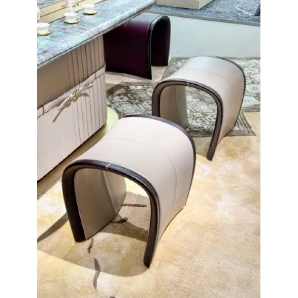 Beige - brown Elegant - leather M7716H35 Tea Stool